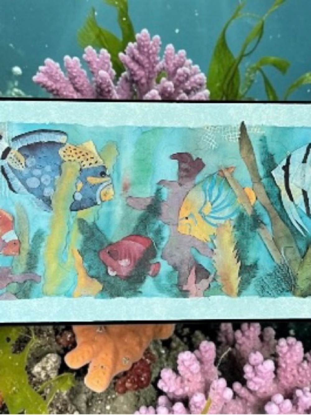 Underwater Tropical Fish Aquarium Wall Artwork  – Blue, Yellow & Pink Accent